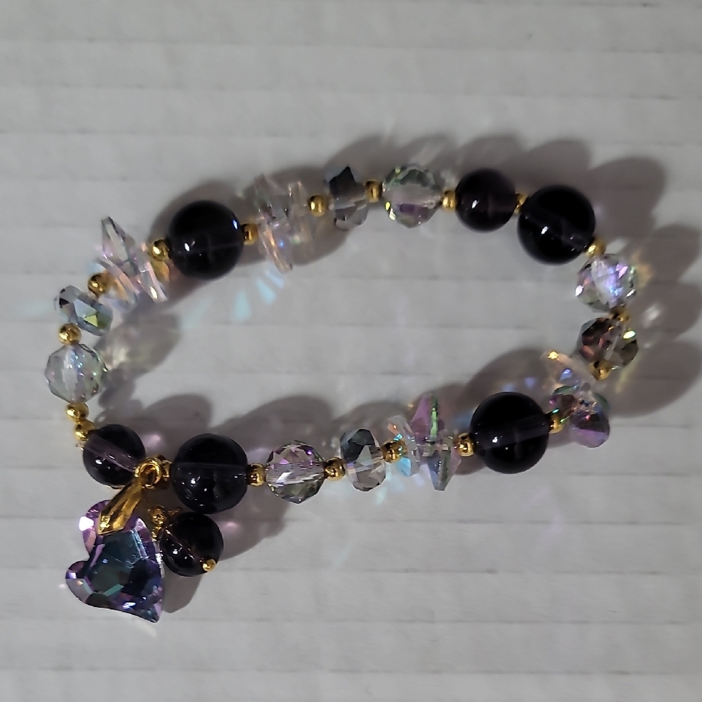Elegant Purple Crystal Beaded Bracelet